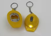 Promotional Automatic Key Chain Bottle Opener With LED Light Helmet Shape
