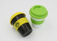 Custom Printed Colorful Plastic Coffee Cup With Silicone Lid And Grip 350ml