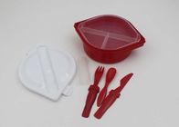 Convenient Plastic Lunch Boxes With 3 Compartments And Cutlery  For wholesale