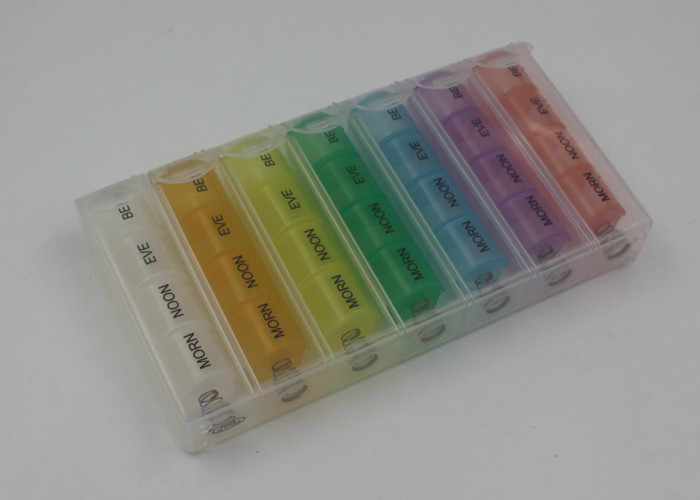 Travel Pill Case Organizer , Transparent Rainbow Plastic Pill Box For Children