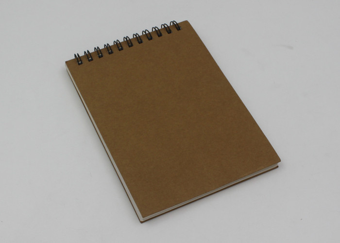 Eco Friendly Pocket Kraft Paper Notebook With Line Printing Inside / Spiral Notepad