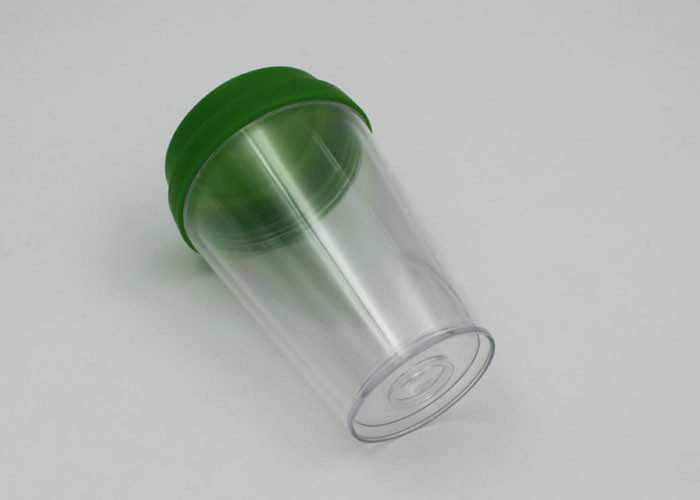 Reusable Double Wall Clear Plastic Coffee Cups With Lids / Plastic