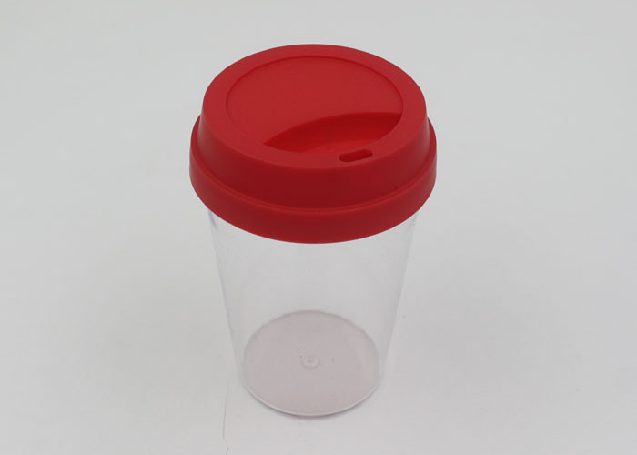 Reusable Single Wall Clear Plastic Coffee Cups With Lids / Plastic