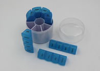 Cylindrical Plastic Pill Box With Stamp Printing Logo / 28 Day Pill Organizer