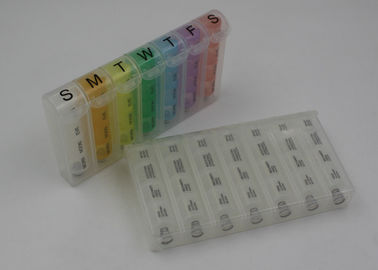 Travel Pill Case Organizer , Transparent Rainbow Plastic Pill Box For Children