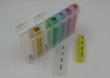 Travel Pill Case Organizer , Transparent Rainbow Plastic Pill Box For Children