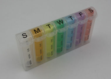 Travel Pill Case Organizer , Transparent Rainbow Plastic Pill Box For Children