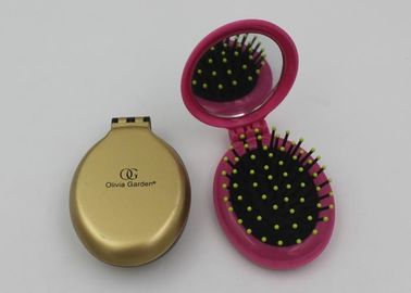 Fashsion Oval Shape 2 In 1 Folding Travel Hair Brush With Mirror And Comb