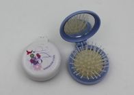 Lady Travel Makeup Mirrors In Stadium And Subway , Folding Hairbrush With Mirror