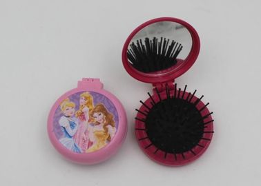 Lady Travel Makeup Mirrors In Stadium And Subway , Folding Hairbrush With Mirror