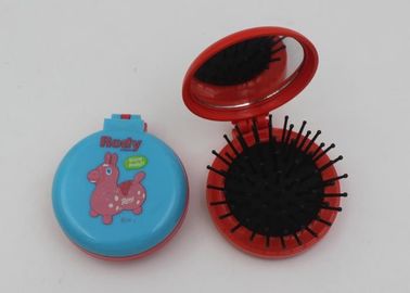 Lady Travel Makeup Mirrors In Stadium And Subway , Folding Hairbrush With Mirror