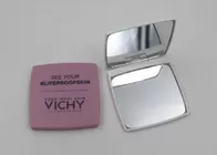 2x Magnified Square Golden Plastic Travel Makeup Mirrors , Portable Makeup Mirrors