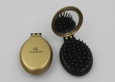 Fashsion Oval Shape 2 In 1 Folding Travel Hair Brush With Mirror And Comb