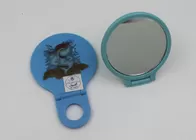 Mini Cute Round Travel Makeup Mirrors With Folding Handle For Children