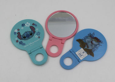 Mini Cute Round Travel Makeup Mirrors With Folding Handle For Children