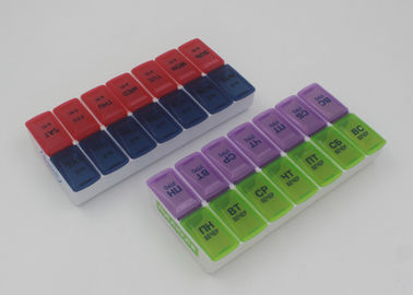 Promotional Pocket PP Plastic Pill Box With Date Letters / Two Week Pill Organizer