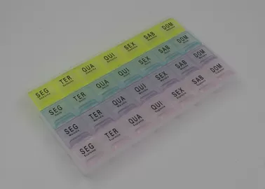 Personal 28 Compartments Monthly Pill Box With Colored Lid And OEM Printing