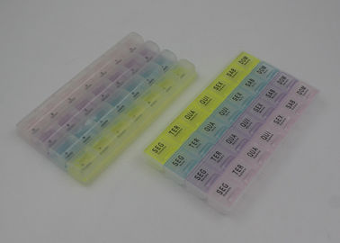 Personal 28 Compartments Monthly Pill Box With Colored Lid And OEM Printing