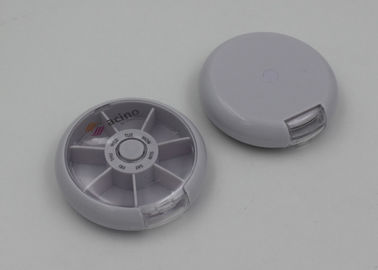 Round Shape Plastic Pill Holder With Push Button / Pill Storage Containers