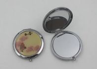 Silver Metal Hand Travel Round Makeup Mirror 2 Sided For Advertising In Supermarket