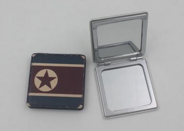 Colorful Faux Leather Travel Square Makeup Mirrors with Iron Tower