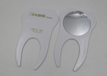 Promotion Gifts Travel Makeup Mirrors For Doctor , Tooth Shape Portable Cosmetic Mirror