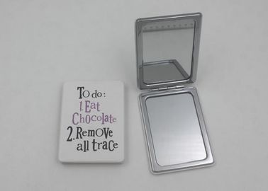 Metal Craft White  Travel Makeup Mirrors Double Sided With Logo Printing