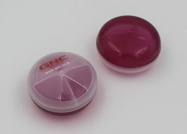 Round Shape Clear Plastic Pill Box With 3 Cpmpartments / Pill Storage Containers