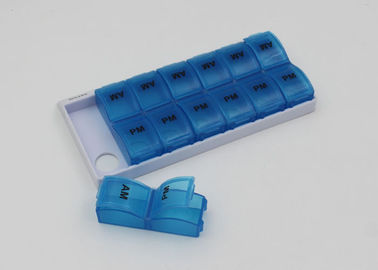 14 Day Pill Organizer , Plastic Medical Pill Box  With Base Tray Square Shaped