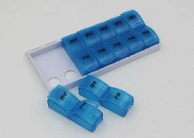 14 Day Pill Organizer , Plastic Medical Pill Box  With Base Tray Square Shaped