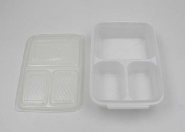 White Plastic Lunch Boxes With Compartments , Disposable Food Containers With Lids