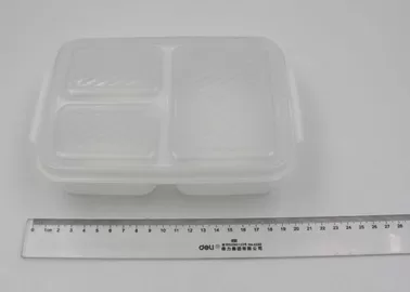 White Plastic Lunch Boxes With Compartments , Disposable Food Containers With Lids