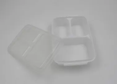 White Plastic Lunch Boxes With Compartments , Disposable Food Containers With Lids