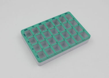 28 Compartments Colored Plastic Pill Box With Slide Lid / Daily Pill Organizer