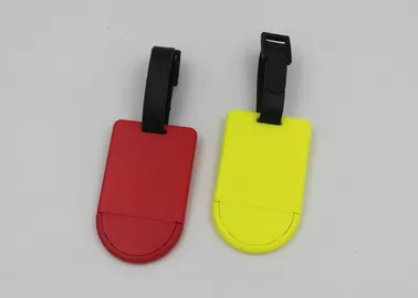 Bank Red Or Yellow Luggage Bag Tags With ID Card Inside / Plastic Hang Tag