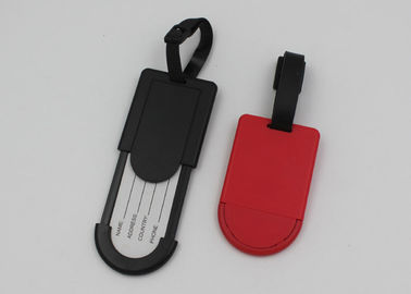 Bank Red Or Yellow Luggage Bag Tags With ID Card Inside / Plastic Hang Tag