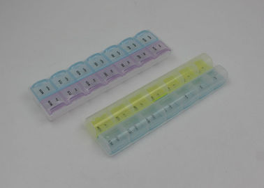 21.5*6.3*2.5cm 2 Week Pill Organizer With Colored Lid For Kid And Adult