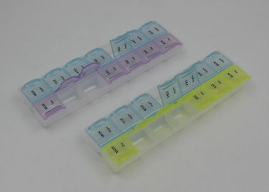 21.5*6.3*2.5cm 2 Week Pill Organizer With Colored Lid For Kid And Adult