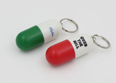 Capsule Shaped Home Plastic Pill Holder Keychain For Decoration