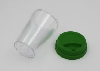 Reusable Double Wall Clear Plastic Coffee Cups With Lids / Plastic Travel Coffee Mugs