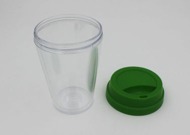 Reusable Double Wall Clear Plastic Coffee Cups With Lids / Plastic Travel Coffee Mugs