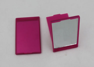 Pink Plastic Folding Travel Makeup Mirrors , Square Shape Handheld Compact Mirror