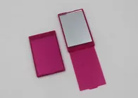 Pink Plastic Folding Travel Makeup Mirrors , Square Shape Handheld Compact Mirror