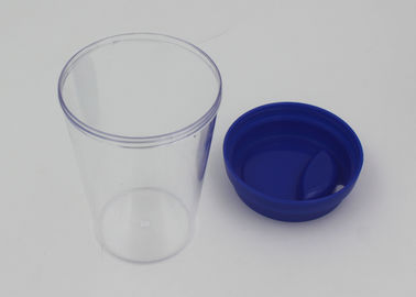 Reusable Single Wall Clear Plastic Coffee Cups With Lids / Plastic Travel Coffee Mugs