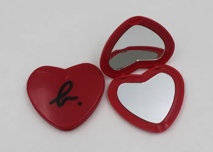 Heart Shape Travel Magnifying Makeup Mirror For Wedding Gift , Mini Makeup Mirror