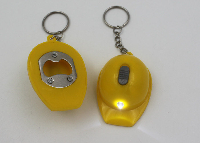 Promotional Automatic Key Chain Bottle Opener With LED Light Helmet Shape
